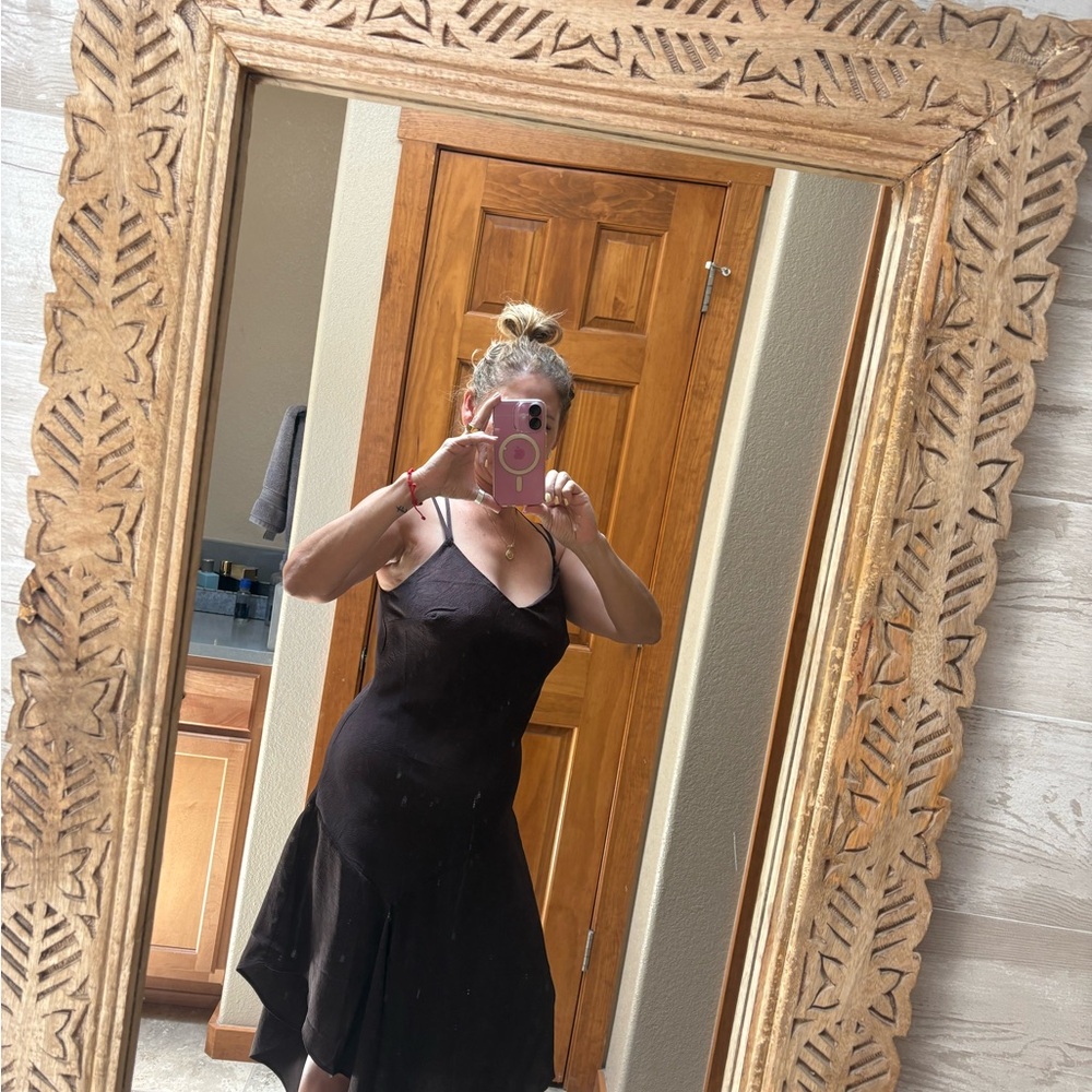 Satin brown midi dress